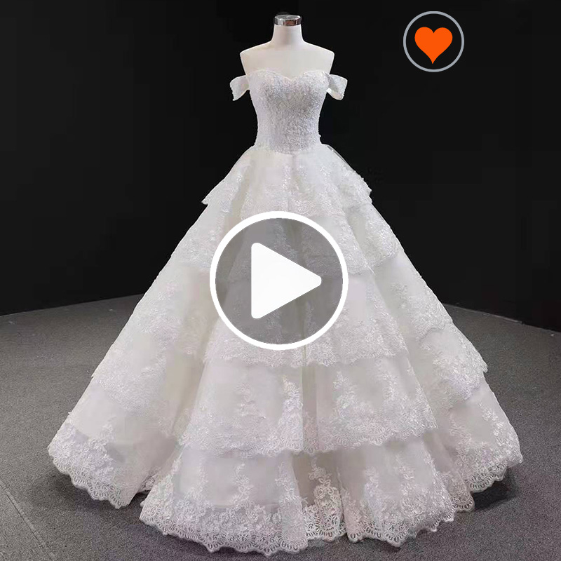 Jancember RSM66786 luxury wedding dress off shoulder dress sweetheart puff lace wedding gown
