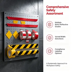 Reflective Safety Warning Stickers Red Yellow Rectangular Self-Adhesive Waterproof Industrial Use <b>Labels</b> - Product Image 3