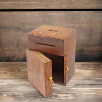 Boîte à monnaie verrouillable en bois, tirelire en bois à double fente, conteneur sécurisé pour pièces et billets à usage domestique