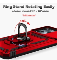 Funda de Lujo Antigolpes con Anillo y Ventana Deslizable para Xiaomi Redmi 12 10 9A Poco X3 X4 9C 10A A1 K50
