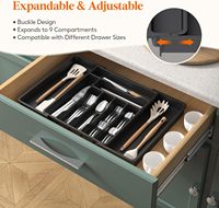 Organisateur d'argenterie Tiroir extensible Organisateur réglable de couverts pour fourchettes Couteaux Organisateurs de cuisine polyvalents