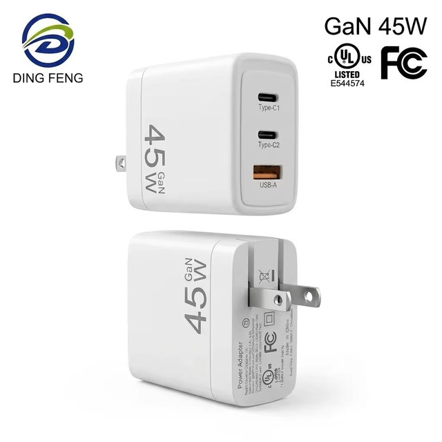 UL Certified GAN45W GaN Charger Factory US Standard Fast Power Adapter Compatible with Apple Samsung Mobile Phones and Laptops