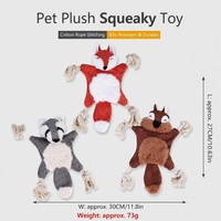En stock Jouet à mâcher plat en peluche pour chien, résistant aux morsures, avec sonnette et couineur, en corde de coton, en forme de renard, raton laveur, écureuil, vente en gros