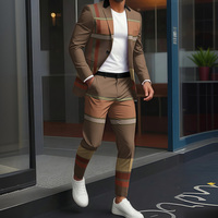 Mode masculine, luxe britannique, affaires et loisirs, veste à imprimé géométrique bicolore, ensemble deux pièces pantalon long