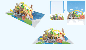 Carte de vœux de luxe artisanale personnalisée avec impression numérique 3D pop-up sur le thème de l'architecture culturelle vietnamienne, idéale pour les anniversaires et les souvenirs en papier - Product Image 3