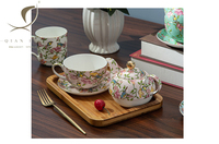 2025 Vintage Qian Hu céramique café et thé ensemble 400ml rétro européen Style britannique Floral décalcomanie véritable or jante os chine