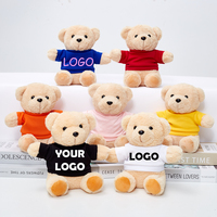 Ours en peluche avec logo personnalisé de l'usine de jouets en peluche professionnels 22cm Animal en peluche doux en chemise blanche et noire à capuche pour les anniversaires