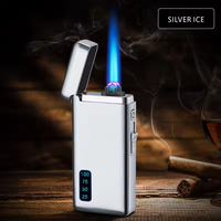 Briquet électronique coupe-vent double usage gaz butane et électrique, rechargeable par USB, pour cigares et cigarettes