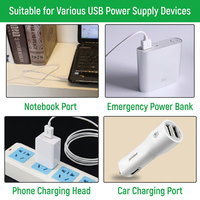 Ampoule USB DC5V avec interrupteur marche/arrêt, 5W 7W, LED à crochet en plastique, CRI 80, 630 Lumens, 6500K, haute efficacité, pour résidence étudiante, dortoir, nuit