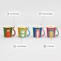 Set Cangkir Kopi Keramik SWT Sweet 4Pcs dengan Gagang Ekor Kucing, Desain Slogan Lucu, Hadiah Teh, untuk Rumah, Kantor, Grosir, Langsung dari Pabrik