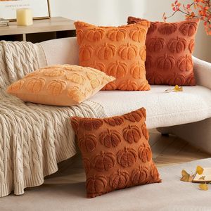18"x18" Pumpkin Fall Decorative Throw <strong>Pillow</strong> Covers Cream <strong>White</strong> Soft Faux Fur <strong>Fluffy</strong> Plush Accent Cases for Couch Cushion - Product Image 4