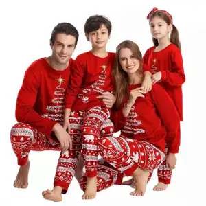 Winter Women Men Christmas Pajamas Warm Family Christmas Matching Pajamas Set Parent-child Christmas Party Print Pajamas