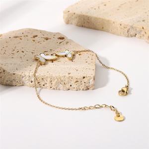 Simple O Link Chain <b>Bracelets</b> Stainless Steel Gold Plated Women butterfly <b>Shell</b> <b>Bracelet</b> Jewelry - Product Image 3