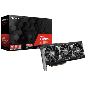 ASRock <span class=keywords><strong>AMD</strong></span> Radeon <span class=keywords><strong>RX</strong></span> <span class=keywords><strong>6800</strong></span> 16G ใช้การ์ดเกมกราฟิกที่มีหน่วยความจำ GDDR6 16GB รองรับโอเวอร์คล็อก - Product Image 1