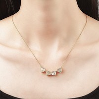 Kalung Liontin Hati CZ Berlapis Emas 18k 2-in-1 Lipat dengan Cangkang Mutiara dan Magnet Berbentuk Semanggi Berdaun Empat, Perhiasan Keberuntungan untuk Wanita