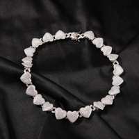 Kalung Rantai Hati Kuningan Berlapis Emas 18K dengan Zirkon Mikro Insert, Choker Potongan Bundar Brilian, Perhiasan Pesta Hip Hop