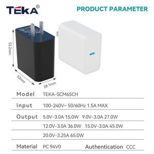 Cargador PD de 65W con un solo puerto Tipo C, certificado CCC, con salidas de 5V, 9V, 12V, 15V y 20V, carga rápida para teléfono, tableta y portátil, el más vendido. - Product Image 3