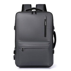 High-End Dual-Sided Waterproof Laptop Backpack PU Polyester <b>Bag</b> Zipper Cross-Border Fashion for Men Women's - Product Image 5