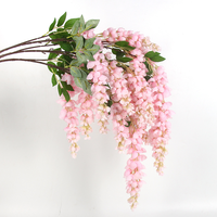 Fleur de glycine artificielle à 5 branches pour la décoration de plafond de mariage, fleur suspendue d'intérieur et d'extérieur, décoration de glycine simulée