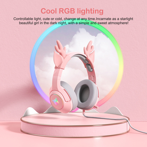 <span class=keywords><strong>Onikuma</strong></span> หูฟังสำหรับเล่นเกม <span class=keywords><strong>K9</strong></span> <span class=keywords><strong>RGB</strong></span> 3.5MM สีชมพูกันน้ำได้, หูฟังแบบมีสายหูฟังครอบหูพร้อมไมโครโฟนสำหรับเด็กผู้หญิง - Product Image 5