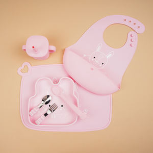 2024 Top vente chaude bébé vaisselle ensemble sans BPA Silicone assiettes bols bavoirs pour nouveau bébé alimentation - Product Image 6
