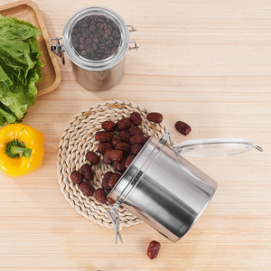 ภาชนะสแตนเลส 304 ทรงกระบอก ฝาพลาสติก ปิดสนิท สำหรับเก็บอาหาร ป้องกันความชื้น เหมาะสำหรับชาและสินค้าแห้ง - Product Image 1