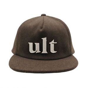 Wholesale a Frame Snapback Hat Custom Felt Embroidery logo <b>Wool</b> Fabric Black <b>Flat</b> Brim Snapback Hats - Product Image 1