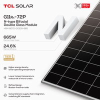 Panel Solar Monofacial Tipo N TCL de Alta Eficiencia 635~665 665W, Módulo Fotovoltaico Bifacial de Media Celda 640w 650w 660w