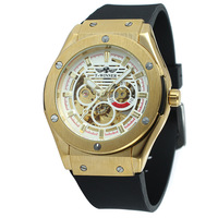 Montres mécaniques à remontage manuel Winner Antique pour hommes, cadran squelette, bracelet en cuir artificiel
