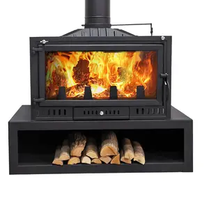 Modern Design Home Indoor Real Wood Fire Burning Cast Iron Fireplaces with Refractory Glass as Screen for Sale