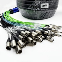 Câble DMX audio XLR 32 canaux, 20 m, enroulable, avec gaine en PVC, mâle-femelle, pour plusieurs microphones, paire torsadée blindée