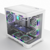 Boîtier PC de jeu AntarcChill Factory White MATX, châssis de bureau, panneau en verre incurvé, tour moyenne, boîtier d'ordinateur pour joueur