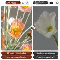 Vente en gros d'usine, fleurs de pavot blanches artificielles faites à la main, au toucher réel, pour la décoration de la maison, du bureau, de l'hôtel, de Noël, de la Saint-Valentin