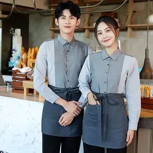 OEM hotel classic shirt fashion apron set restaurant uniform staff waiters waitress