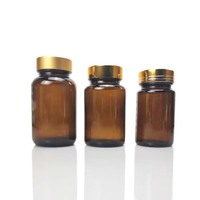 Bouteille d'emballage en verre ambré à large ouverture de 150 ml avec bouchon à vis Capsule Bouteille Emballage Carton emballé