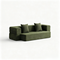 Sofá Cama Convertible Plegable y Comprimido, Sofá Recto sin Marco de Terciopelo, Sofá Moderno 2 en 1 Envasado al Vacío
