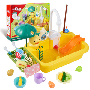 Évier de cuisine pour enfants avec système de circulation d'eau automatique, ensemble de jeu d'imitation pour le lavage de la vaisselle, jeu de rôle pour les tout-petits - Product Image 1