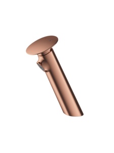 Robinet de lavabo de luxe en laiton massif, finition or rose brillant, design minimaliste avec poignée latérale en forme de tube incliné et indicateur chaud/froid - Product Image 1