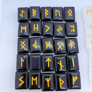 Ensemble de pierres runiques <span class=keywords><strong>en</strong></span> obsidienne noire naturelle Viking Lettre gravée Sorcellerie nordique Ensembles de cristaux de guérison pour la <span class=keywords><strong>divination</strong></span> - Product Image 1