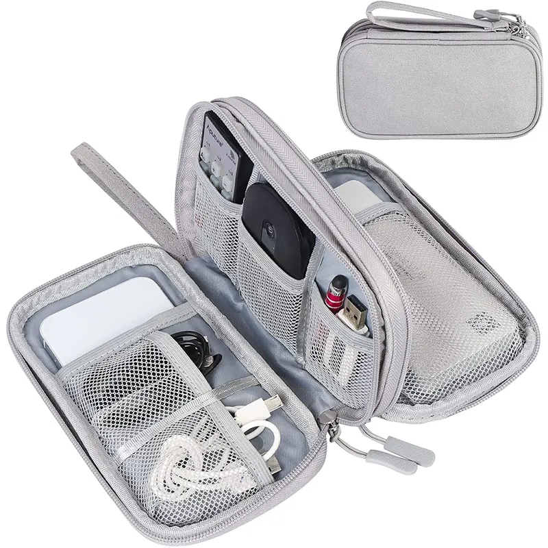 Electronic Organizer, Travel Cable Organizer Bag Pouch Electronic Accessories Carry Case Portable Waterproof Double Layers