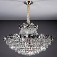 Lustre en cristal avec LED à intensité variable et commande par interrupteur, lampe de plafond pour salon, villa, duplex