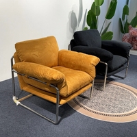 Fauteuil de salon moderne en velours avec structure métallique, coussin moelleux, fauteuil d'appoint individuel
