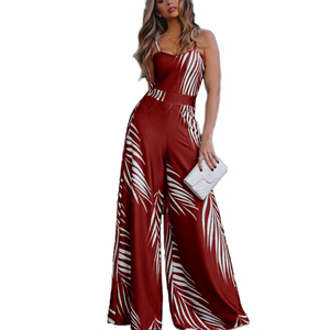 Mono de satén halter para mujer, 220g, nuevo estilo de moda de verano, sexy, con tirantes, transpirable, de punto, de cintura alta, estampado. - Product Image 2