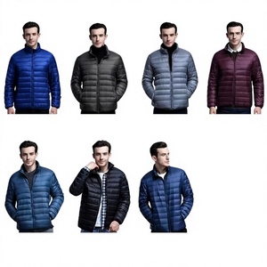 Chaqueta Acolchada Ligera para Hombre, Color Sólido, Cuello Alto, Cierre de Cremallera, Cortavientos, Abrigo Informal de Invierno, Relleno Fino de Poliéster - Product Image 6