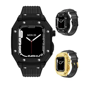 Kit de Modification de luxe bracelet de montre en silicone avec boîtier métallique pour apple watch 7 i watch 44mm 45mm