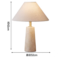 Lampe de table en travertin naturel poli avec abat-jour en tissu Wabi Sabi pour la décoration intérieure de villas, d'appartements et d'hôtels