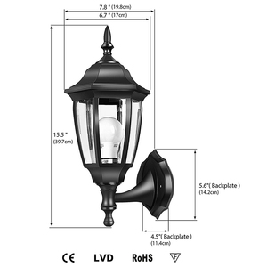 Sensor de movimiento Exterior Luz de pared impermeable de lujo E26 Luz de pared exterior negra Luz de jardín al aire libre moderna cuadrada - Product Image 6