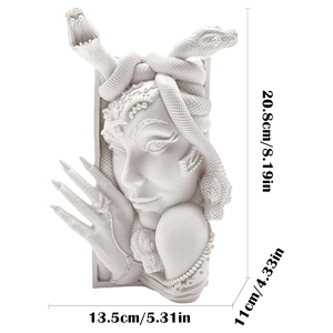 3D Printed Modern Medusa Style Resin Sculpture <b>Bookend</b> with Human Face and Snake Design for Birthday Home Study Desktop Ornament - Product Image 1
