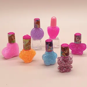 non-toxic cute shape plastic bottle colorful glitter gel kids nail polish for kids make up