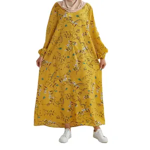 Casual Conservative Women's Gown Floral Dress Zip Pullover Loose Fashion Pocket Comfort Gown Skirt